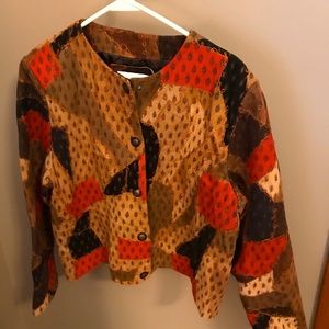 Multicolored genuine leather blazer.